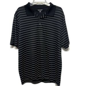 Amazon Essentials Polo Shirt Black White Short Sleeve Collared Men Reg sz Large
